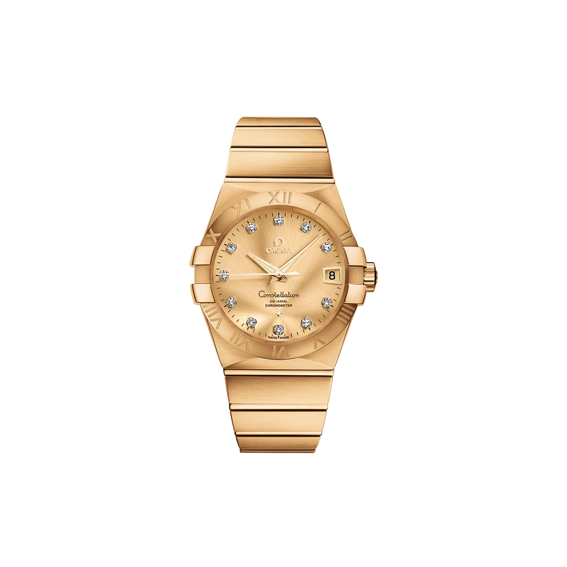 0me*ga zodiac series 38mm gold case with gold bracelet 123.50.38.21.58.001